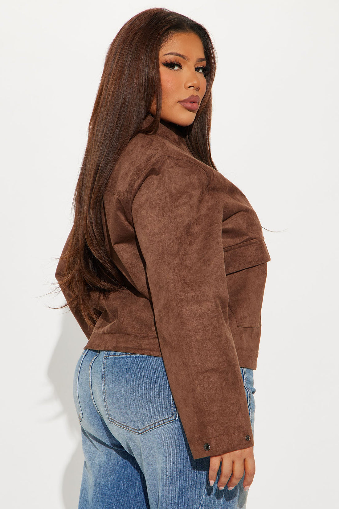 How It IS Faux Suede Jacket - Brown