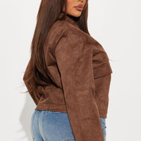 How It IS Faux Suede Jacket - Brown