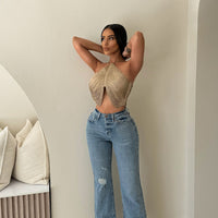 Nova 90's Vintage Stretch Wide Leg Jeans - Light Wash