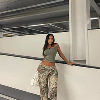 Weekend Trip Camo Stretch Cargo Jean - Taupe/combo