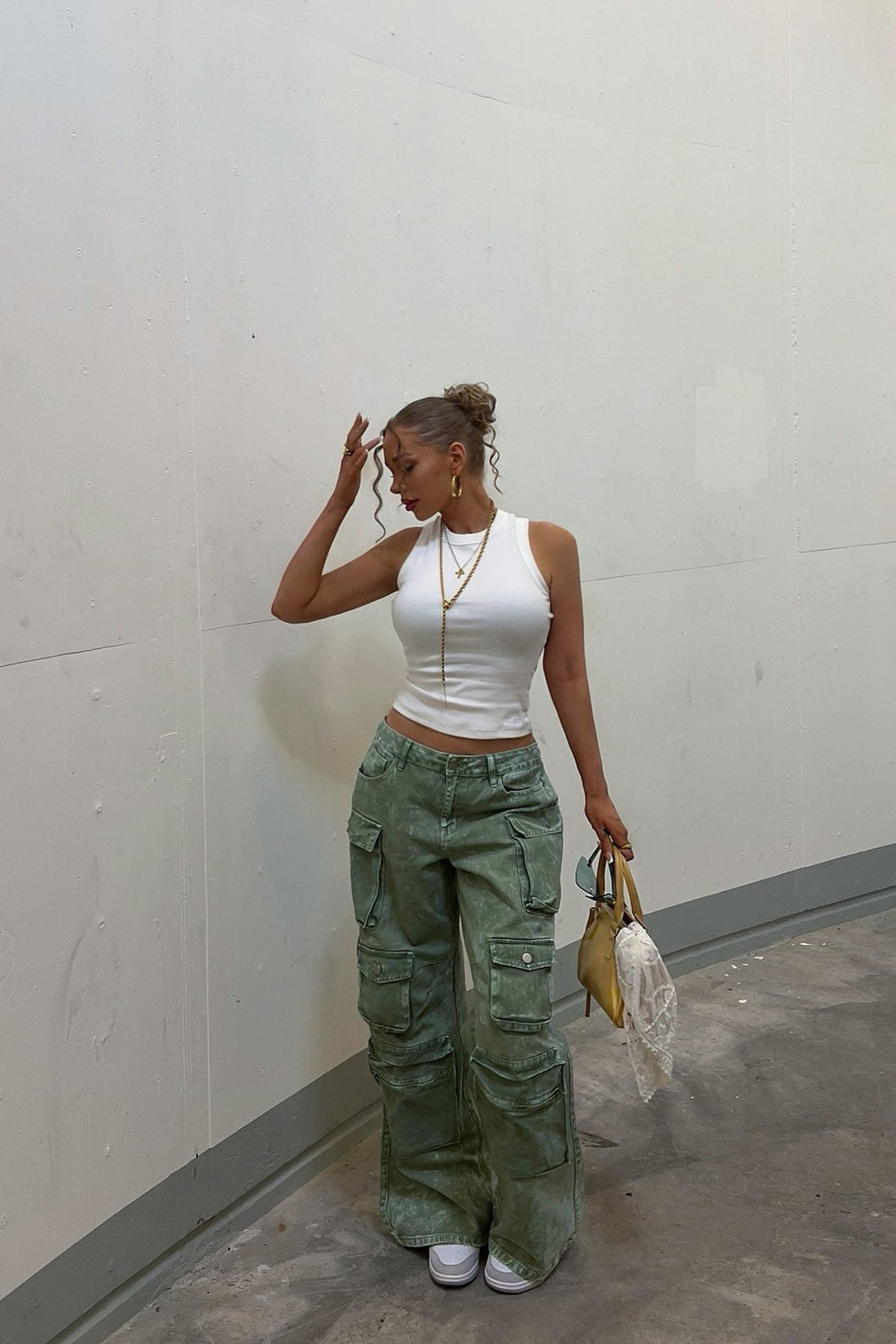 Billie Low Slung Cargo Jeans - Green