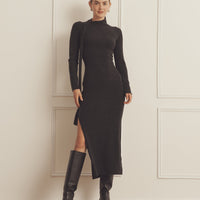 Luxe Cashmere Asymmetrical Dress with Scarf