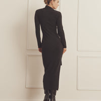 Luxe Cashmere Asymmetrical Dress with Scarf