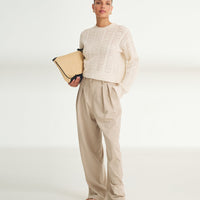 Novelty Cashmere Crochet Crewneck
