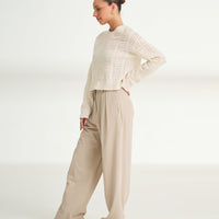 Novelty Cashmere Crochet Crewneck
