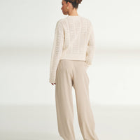 Novelty Cashmere Crochet Crewneck