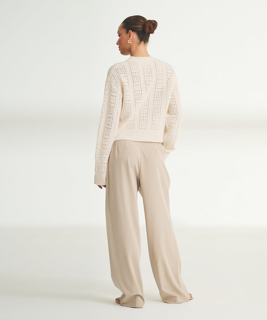 Novelty Cashmere Crochet Crewneck