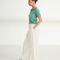 Novelty Cashmere Crochet Short Sleeve Polo