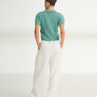 Novelty Cashmere Crochet Short Sleeve Polo