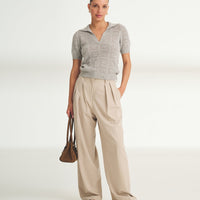 Novelty Cashmere Crochet Short Sleeve Polo