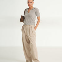 Novelty Cashmere Crochet Short Sleeve Polo