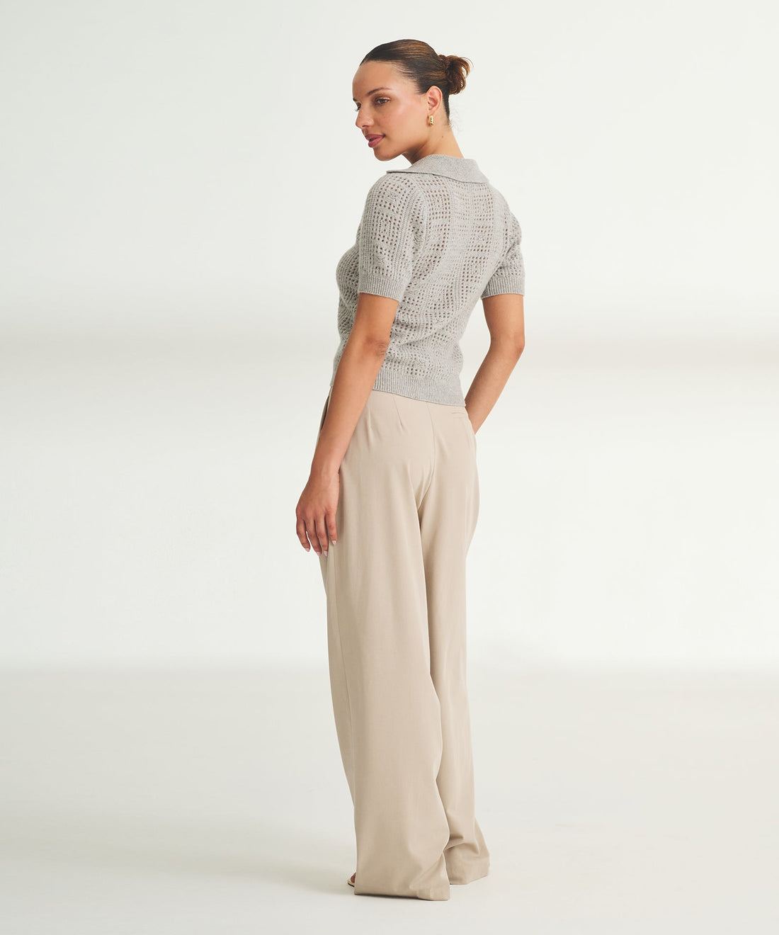Novelty Cashmere Crochet Short Sleeve Polo