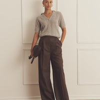 Novelty Cashmere Open Cable Short Sleeve Polo