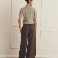 Novelty Cashmere Open Cable Short Sleeve Polo