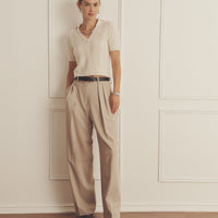 Novelty Cashmere Open Cable Short Sleeve Polo