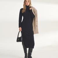 Signature Cashmere Turtleneck Dress with Slits