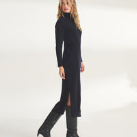 Signature Cashmere Turtleneck Dress with Slits