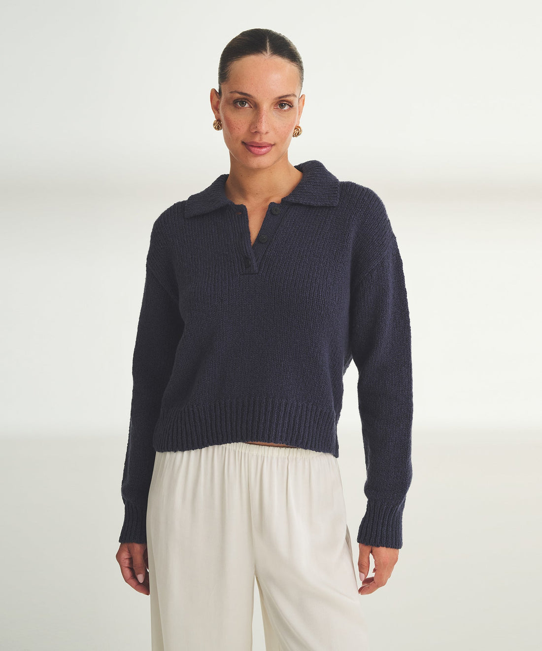 Chunky Cotton Polo Sweater