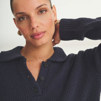 Chunky Cotton Polo Sweater