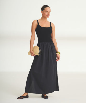 Novelty Cotton Cashmere Mixed Media Dress