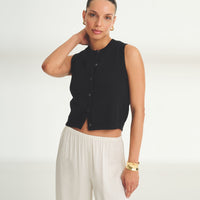 Cotton Sleeveless Cardigan