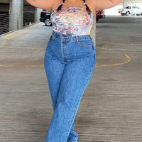 Crossover Straight Leg Jeans - Medium Wash
