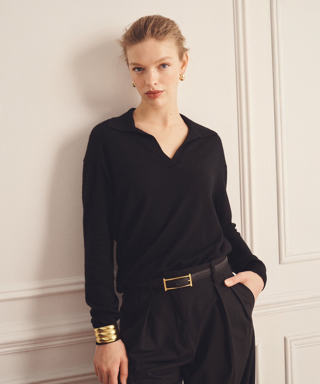 Super Fine Cashmere Long Sleeve Polo