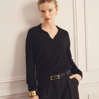 Super Fine Cashmere Long Sleeve Polo