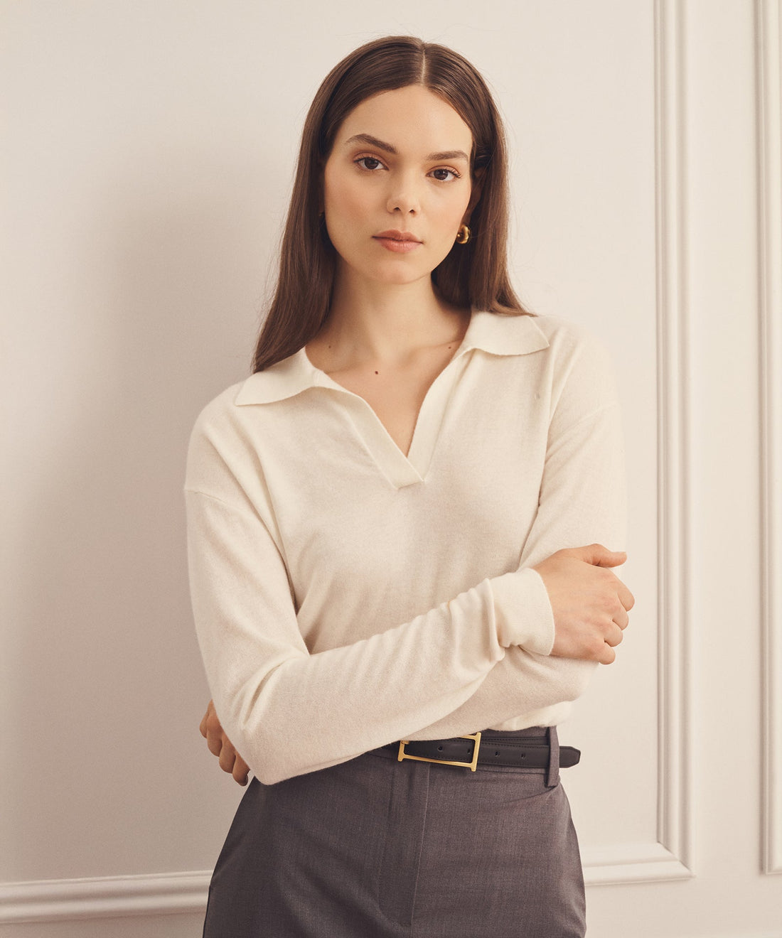 Super Fine Cashmere Long Sleeve Polo