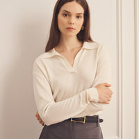 Super Fine Cashmere Long Sleeve Polo