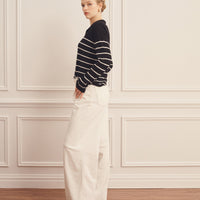 Super Fine Cashmere Long Sleeve Striped Polo
