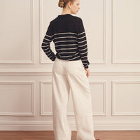 Super Fine Cashmere Long Sleeve Striped Polo