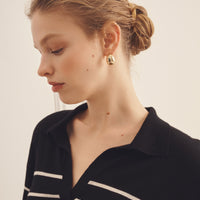 Super Fine Cashmere Long Sleeve Striped Polo
