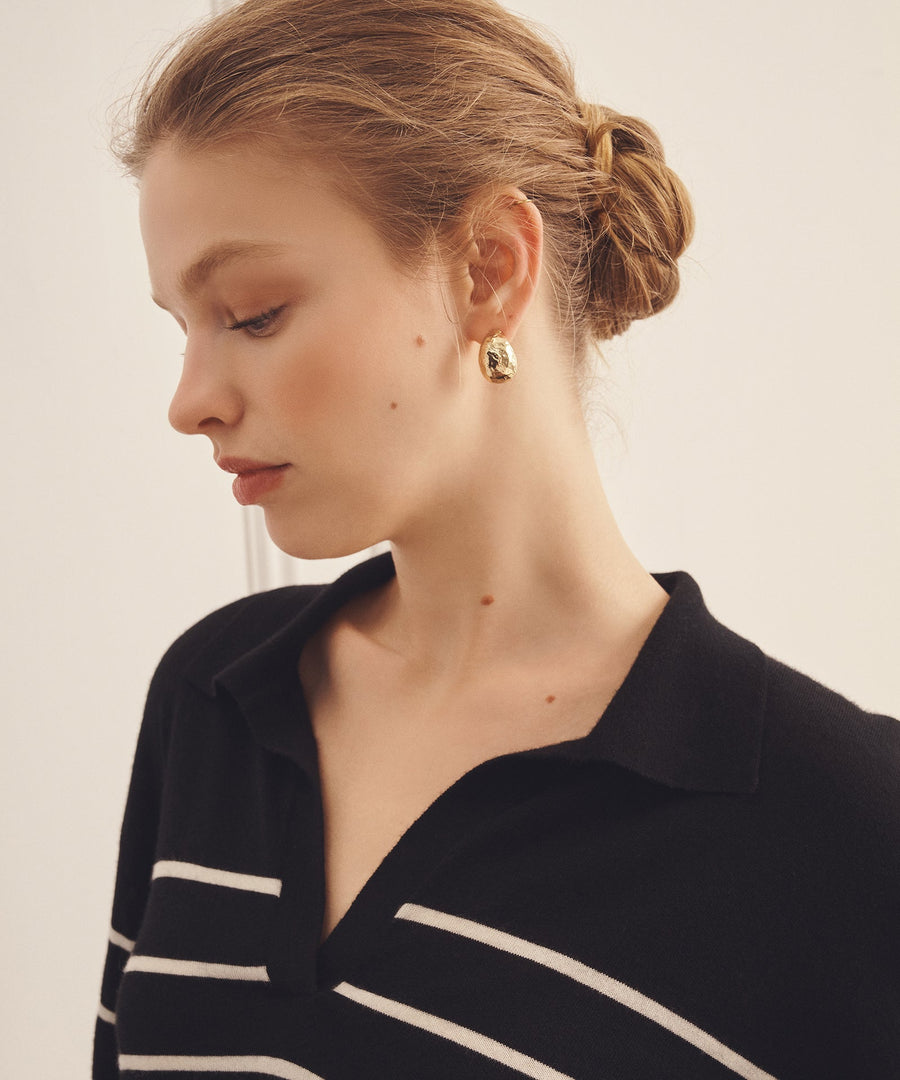 Super Fine Cashmere Long Sleeve Striped Polo