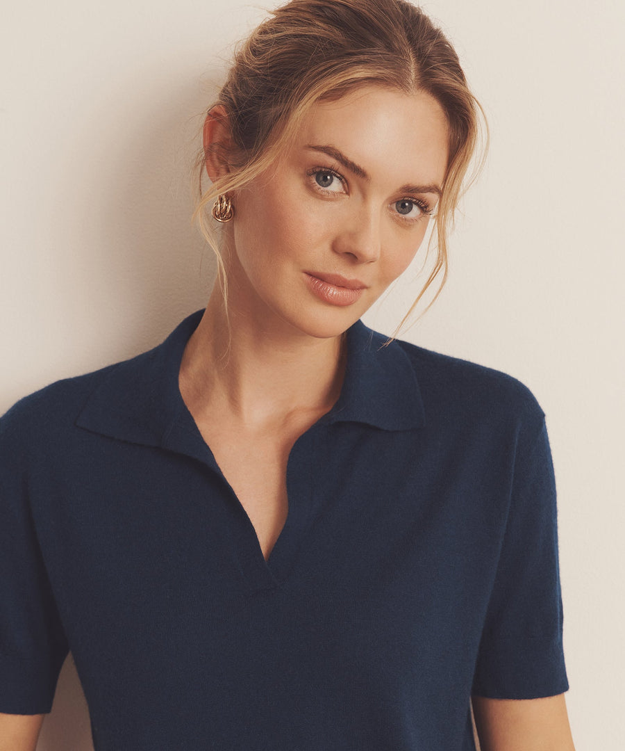 Super Fine Cashmere Short Sleeve Polo