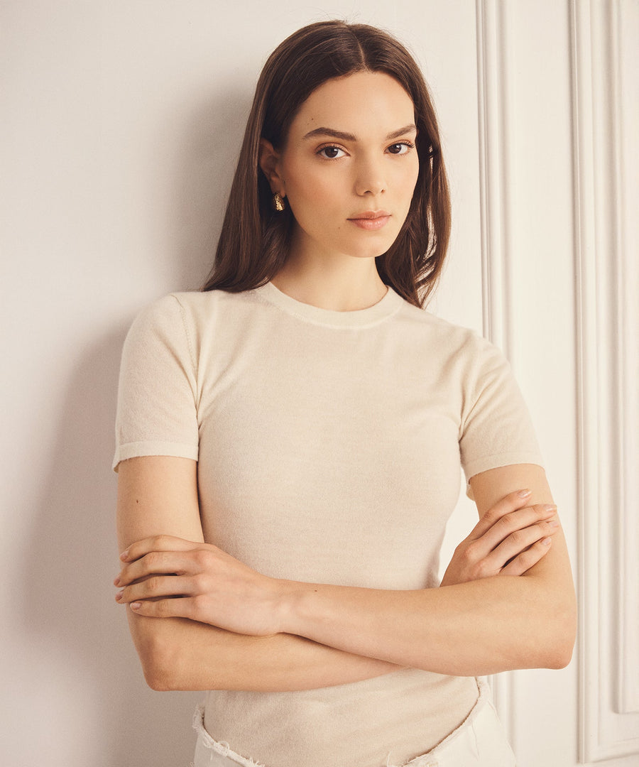 Super Fine Cashmere Shrunken T-Shirt