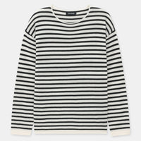 Super Fine Cashmere Striped Relaxed Crewneck