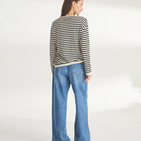 Super Fine Cashmere Striped Relaxed Crewneck