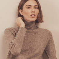 Signature Cashmere Turtleneck Dress with Slits