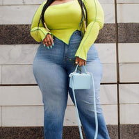 Killing 'Em Softly Side Split Jean - Medium Blue Wash