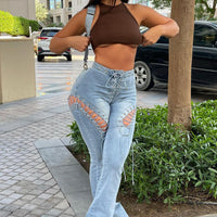 La Brea Laced Up Flare Jeans - Light Blue Wash