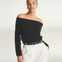 Lightweight Cashmere Off The Shoulder Top