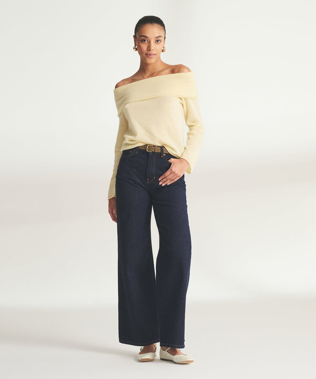Lightweight Cashmere Off The Shoulder Top