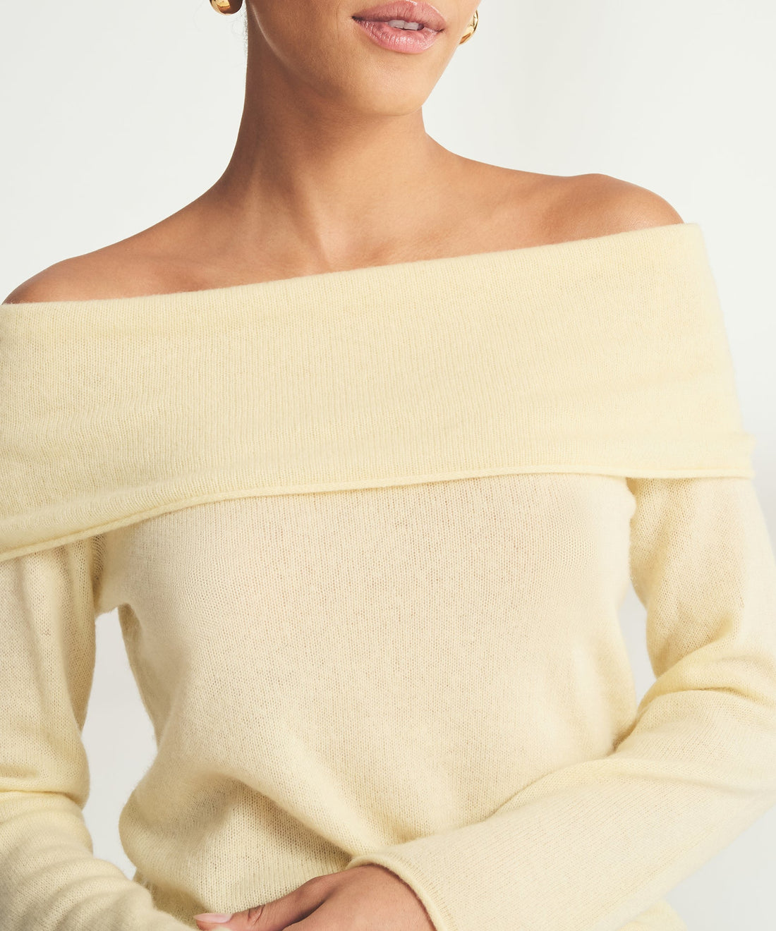 Lightweight Cashmere Off The Shoulder Top
