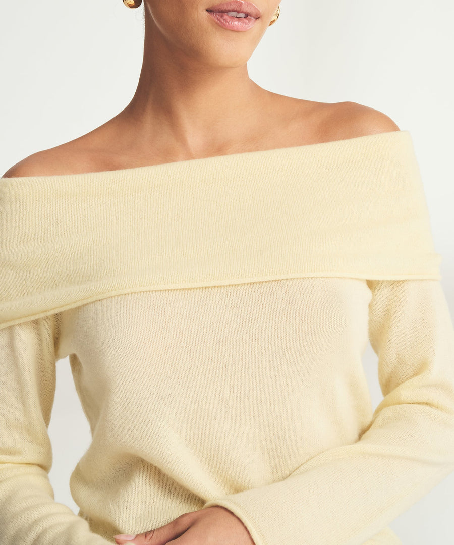Lightweight Cashmere Off The Shoulder Top