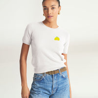 Women's Embroidered Lemons Short Sleeve Sweater