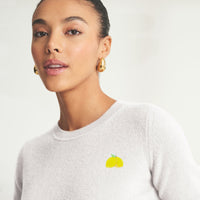 Women's Embroidered Lemons Short Sleeve Sweater