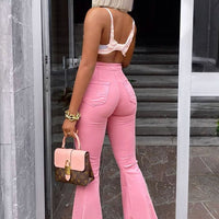 Mystery Solved Extreme Bell Bottom Jeans - Blush