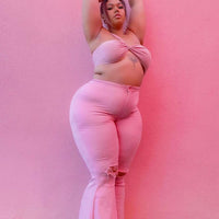 Mystery Solved Extreme Bell Bottom Jeans - Blush
