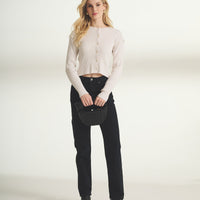 Cotton Cashmere Marled Convertible Sleeve Cardigan